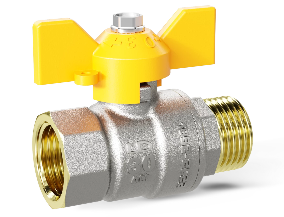 Кран шаровый латунный LD Pride  газ ВР/НР Ду 15 (1/2") Ру 40 бабочка 
