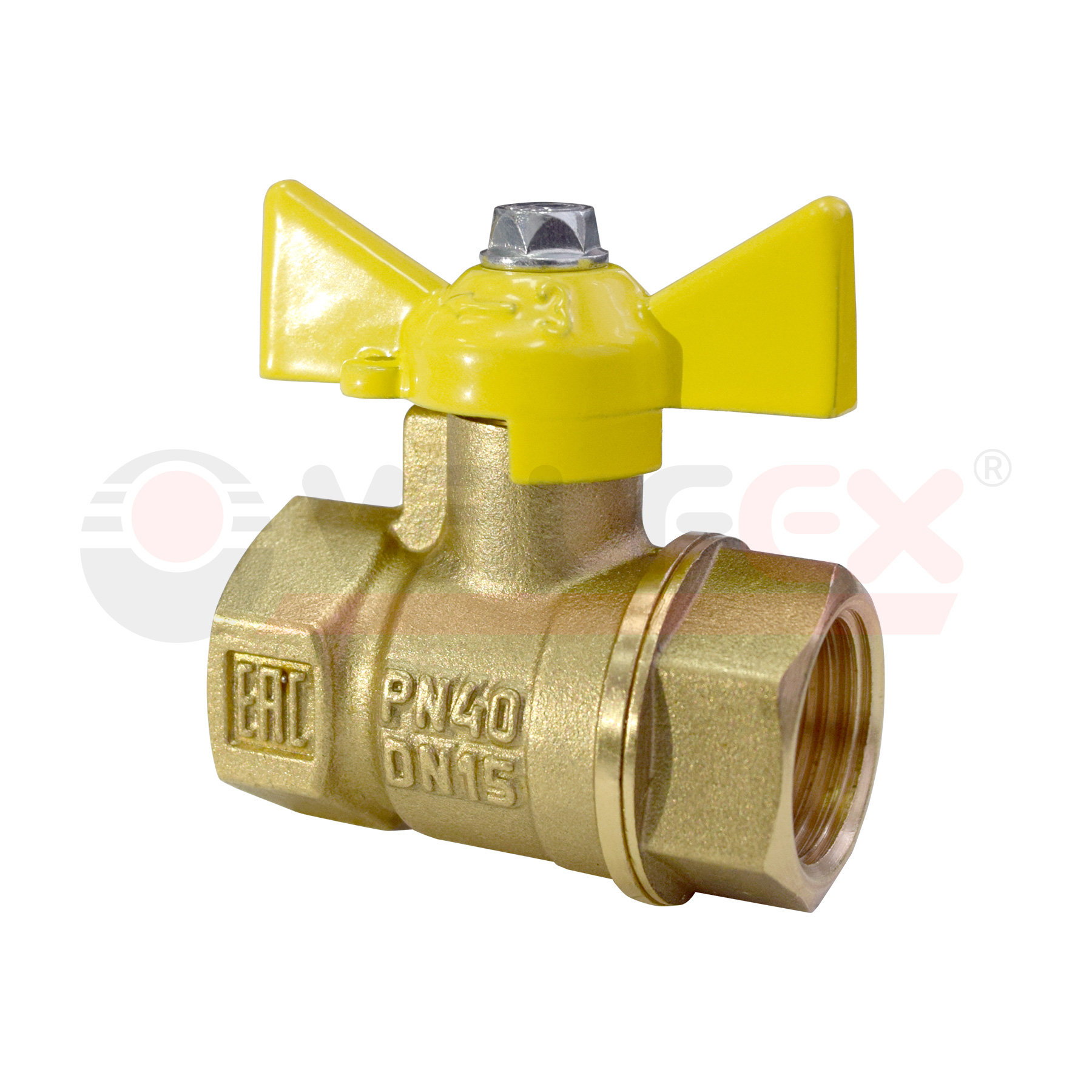 Кран шаровый латунныйVALFEX  11б27п газ ВР/ВР Ду 32 (1 1/4") Ру 40 бабочка 