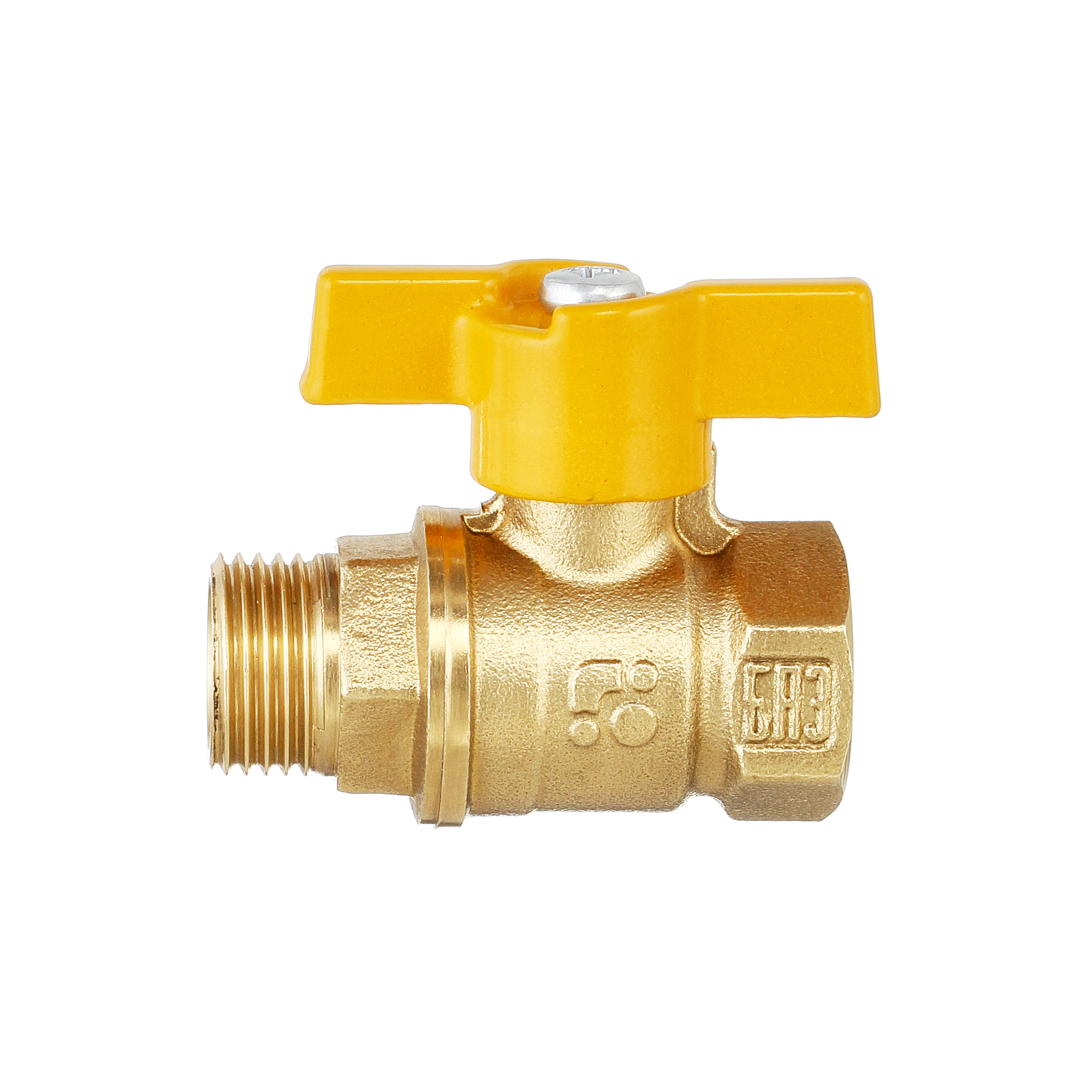 Кран шаровый латунныйБАЗ  11б27п газ ВР/НР Ду 20 (3/4") Ру 40 бабочка 